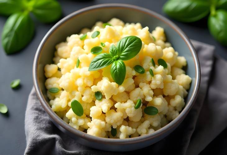 A Nutritious Bowl of Cauliflower Rice with Basil